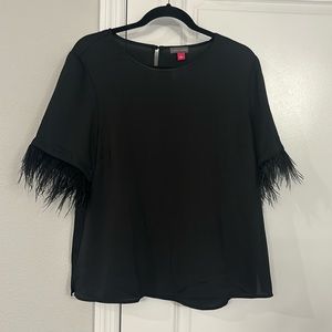 Vince Camuto Black feathered top